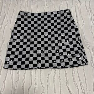 Checkered Sequin Skirt